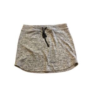 Athleta Gray Space Dye Knit Skirt Womens Large Drawstring Waist Zip Pocket L